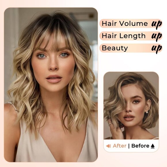 Hair Topper Synthetic Curly Wavy 14 Inch Clip-In Bangs Thinning Hair Volume main image 5